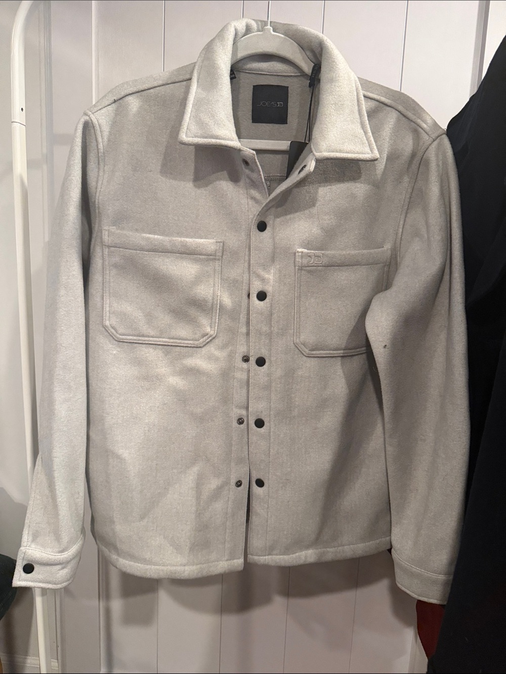 Joseph Light Gray Snap-Front Shirt Jacket with Patch Pockets from Sak’s